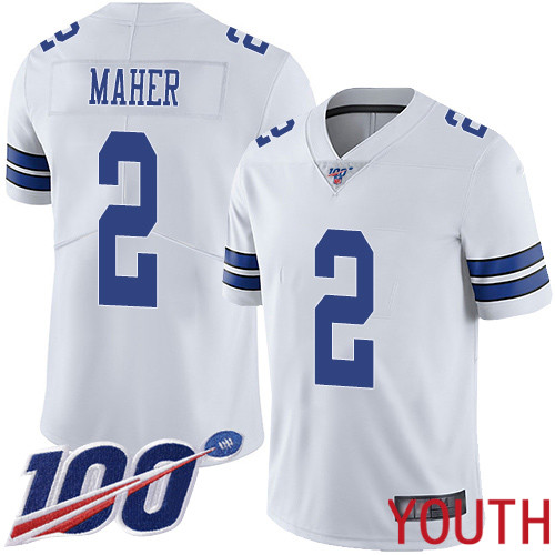 Youth Dallas Cowboys Limited White Brett Maher Road #2 100th Season Vapor Untouchable NFL Jersey->youth nfl jersey->Youth Jersey